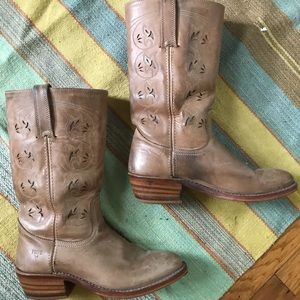 Frye Cowboy Boots with Floral Design